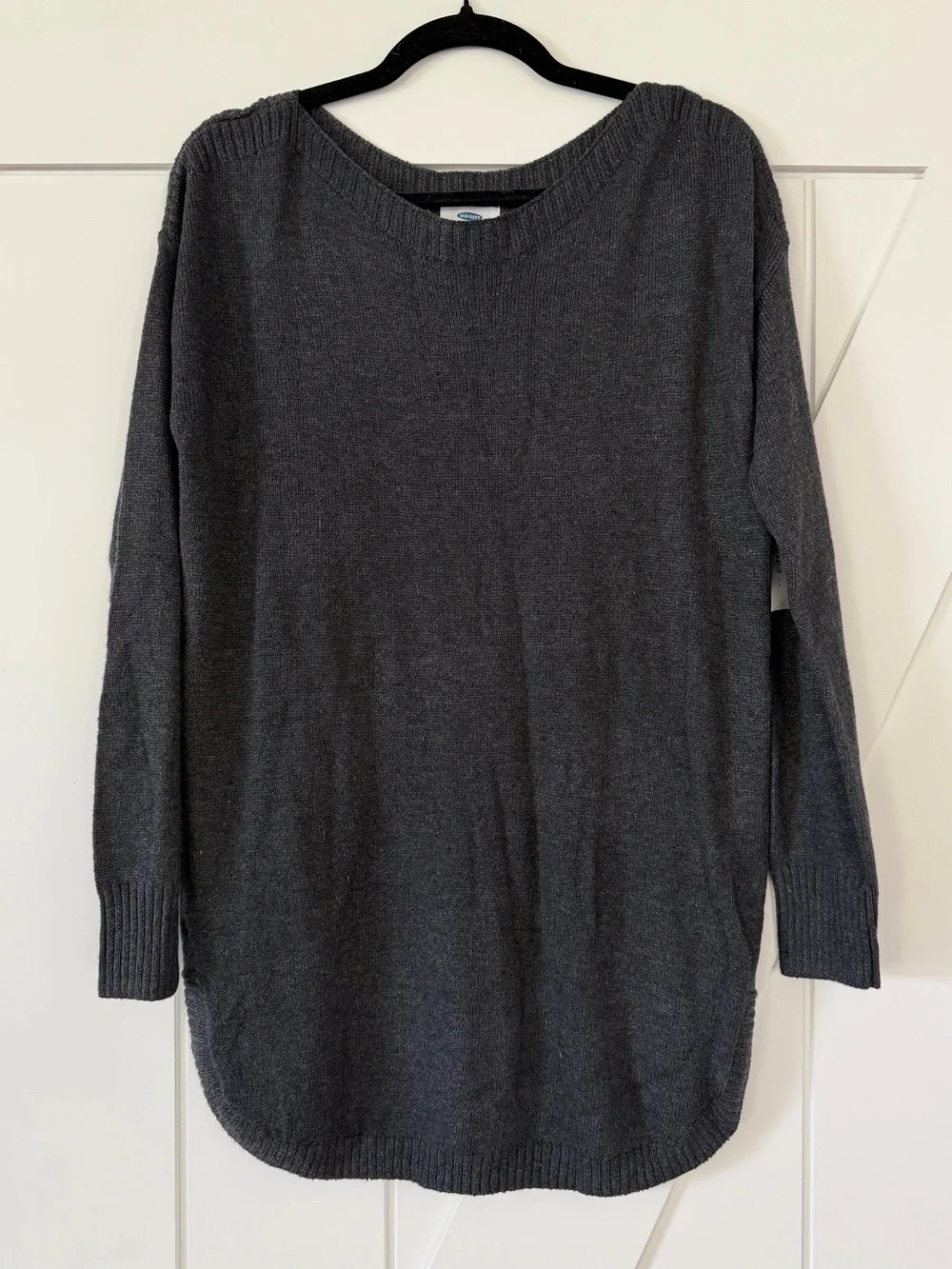 Old Navy Charcoal Gray Knit Boat Neck Pullover Tunic Sweater